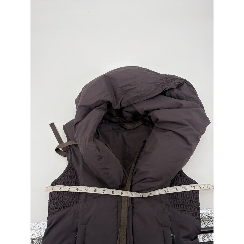Elie Tahari Down Vest Oversized Collar Womens Medium Outerwear Gray Winter Hood - Picture 5 of 6